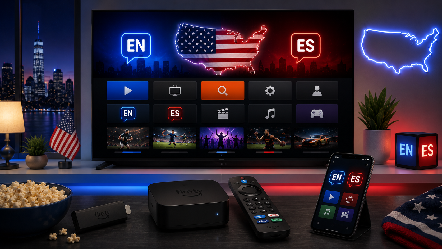 Fire TV Setup for English and Spanish Streaming Apps in the USA