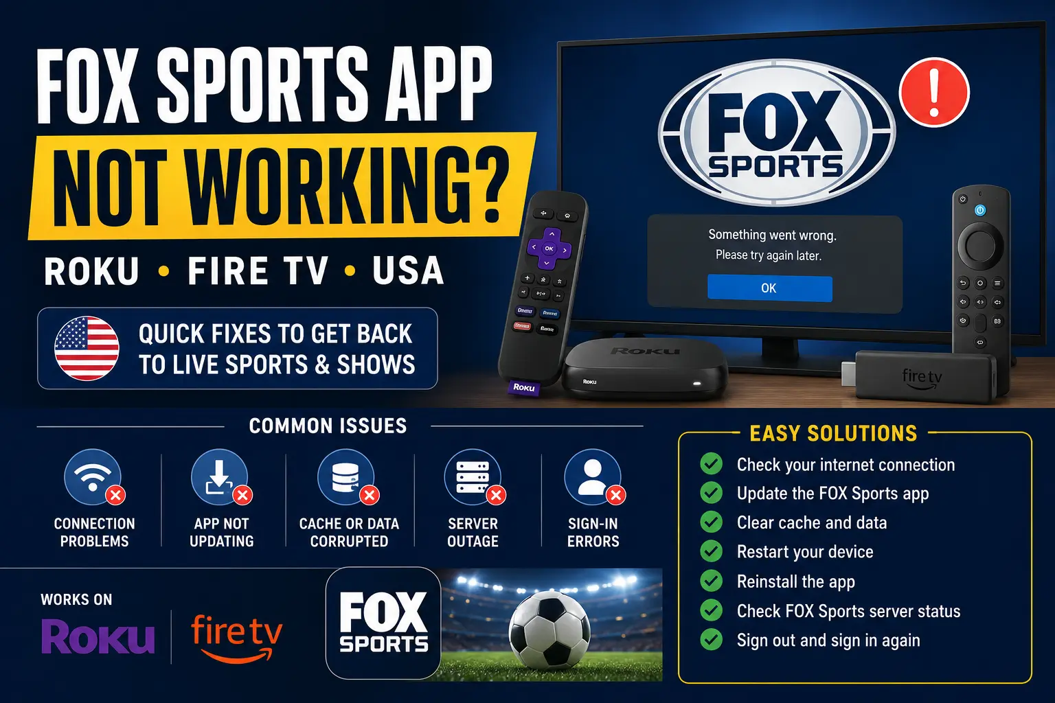 FOX Sports App Not Working on Roku or Fire TV? USA World Cup 2026 Fix Guide