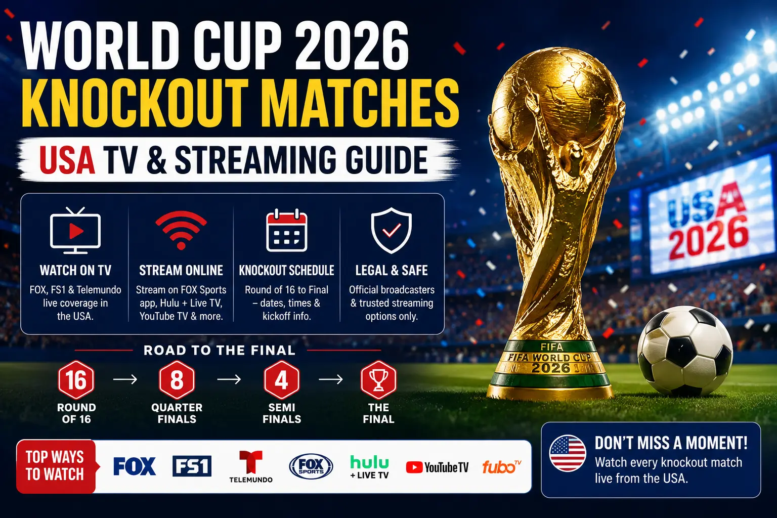 How to Watch World Cup 2026 Knockout Matches in the USA: English, Spanish, Roku and Fire TV Guide